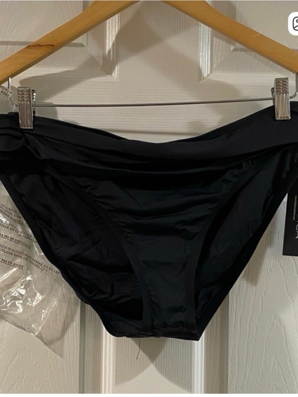 La Blanca Black Foldover Ruched Bikini Bottom Size 14 NWT Swimwear